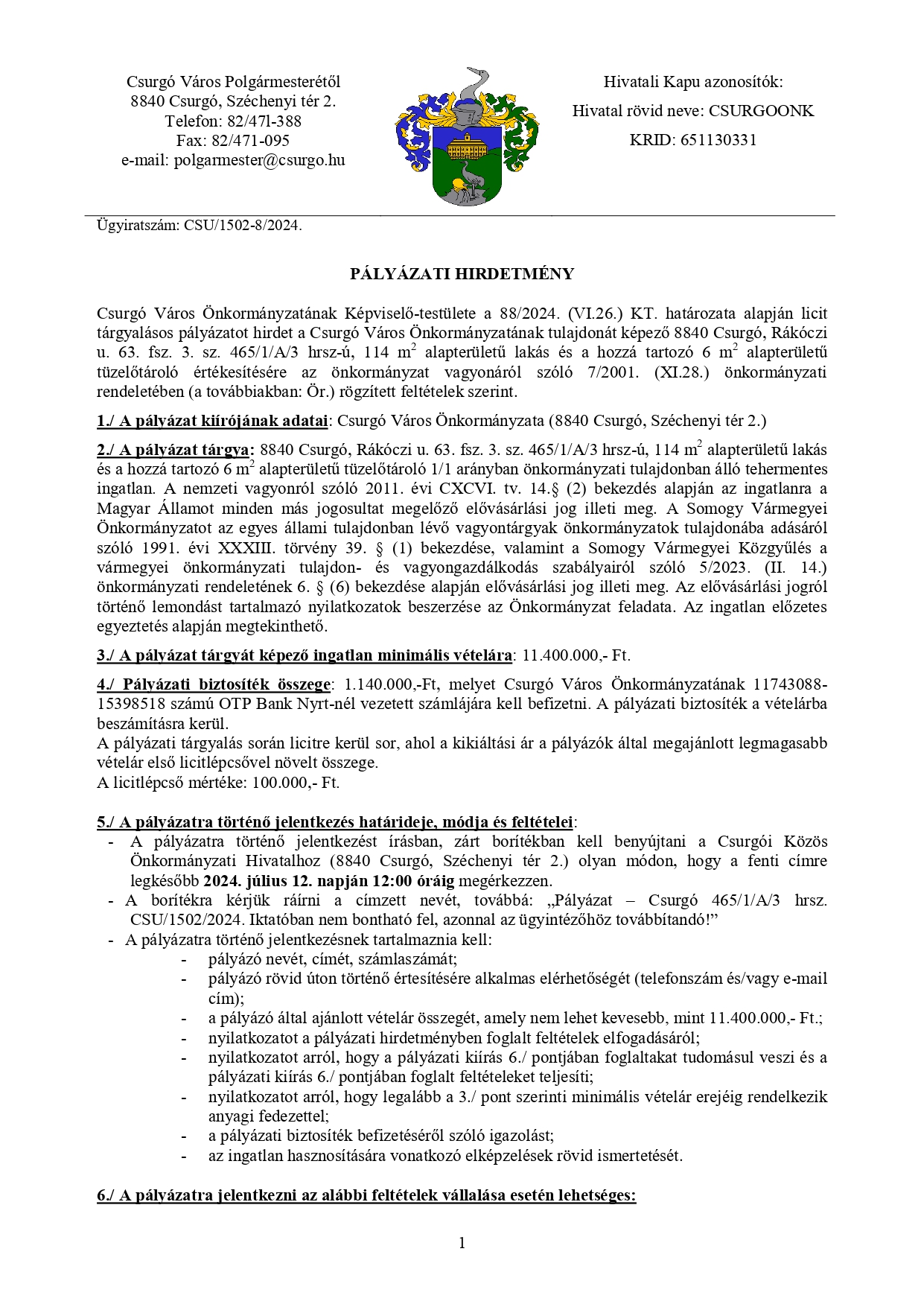 Palyazati hirdetmeny Csurgo Rakoczi u 63 fsz 3 sz alatti 06 21 page 0001