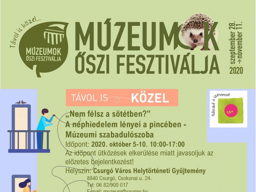 M&uacute;zeumok Őszi Fesztiv&aacute;lja - M&uacute;zeumi szabadul&oacute;szoba Csurg&oacute;n!