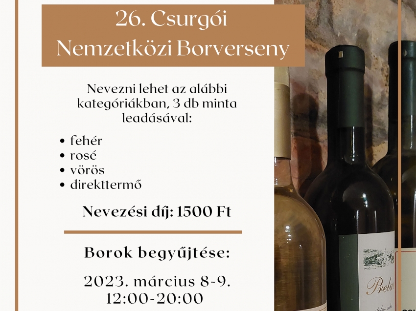 Felhívás - 26. Csurgói Nemzetközi Borverseny