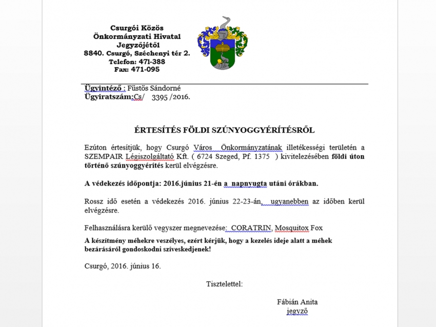 &Eacute;rtes&iacute;t&eacute;s f&ouml;ldi sz&uacute;nyoggy&eacute;r&iacute;t&eacute;sről