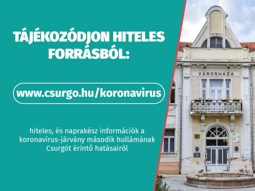 T&aacute;j&eacute;koz&oacute;djon hiteles forr&aacute;sb&oacute;l: el&eacute;rhető Csurg&oacute; V&aacute;ros koronav&iacute;rus aloldala