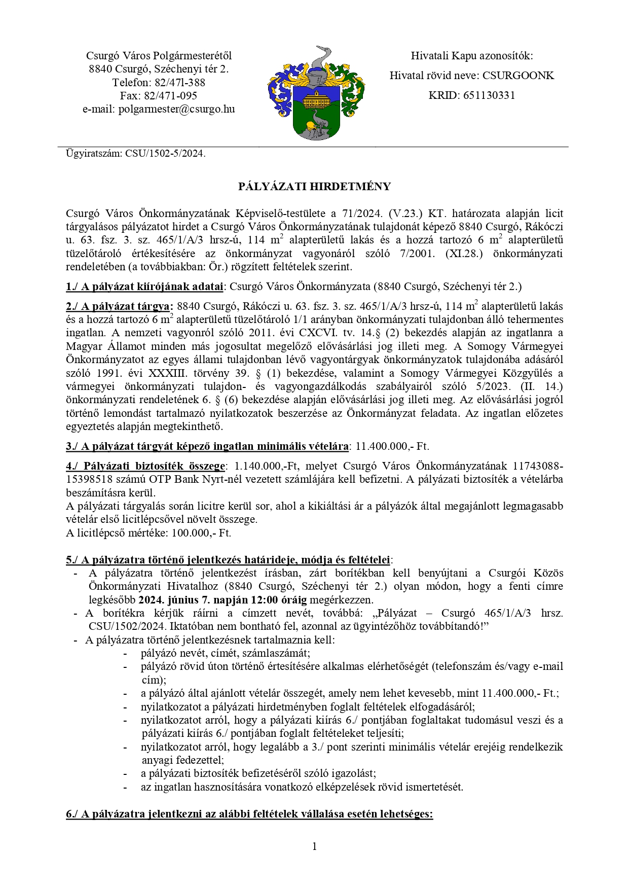 Palyazati hirdetmeny Csurgo Rakoczi u 63 fsz 3 sz alatti 465p1pAp3 page 0001