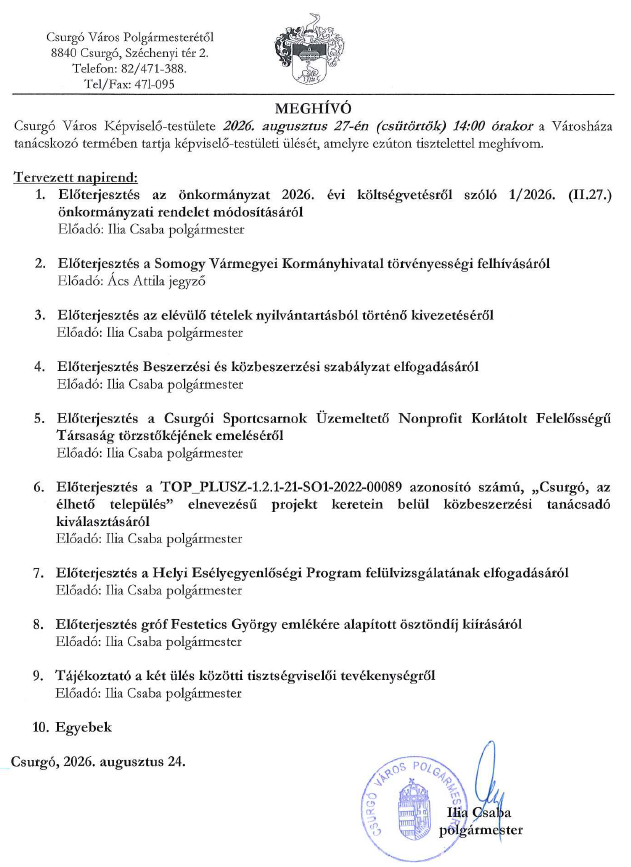 Csurgo KT 20260827