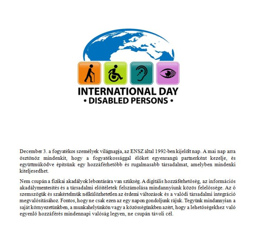 Fogyat&eacute;kosok vil&aacute;gnapja