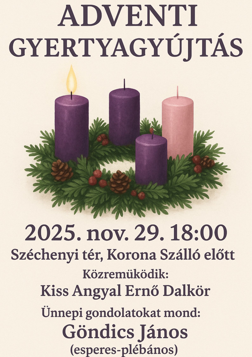 Adventi gyertyagyújtás: 2025. nov. 29. 18:00